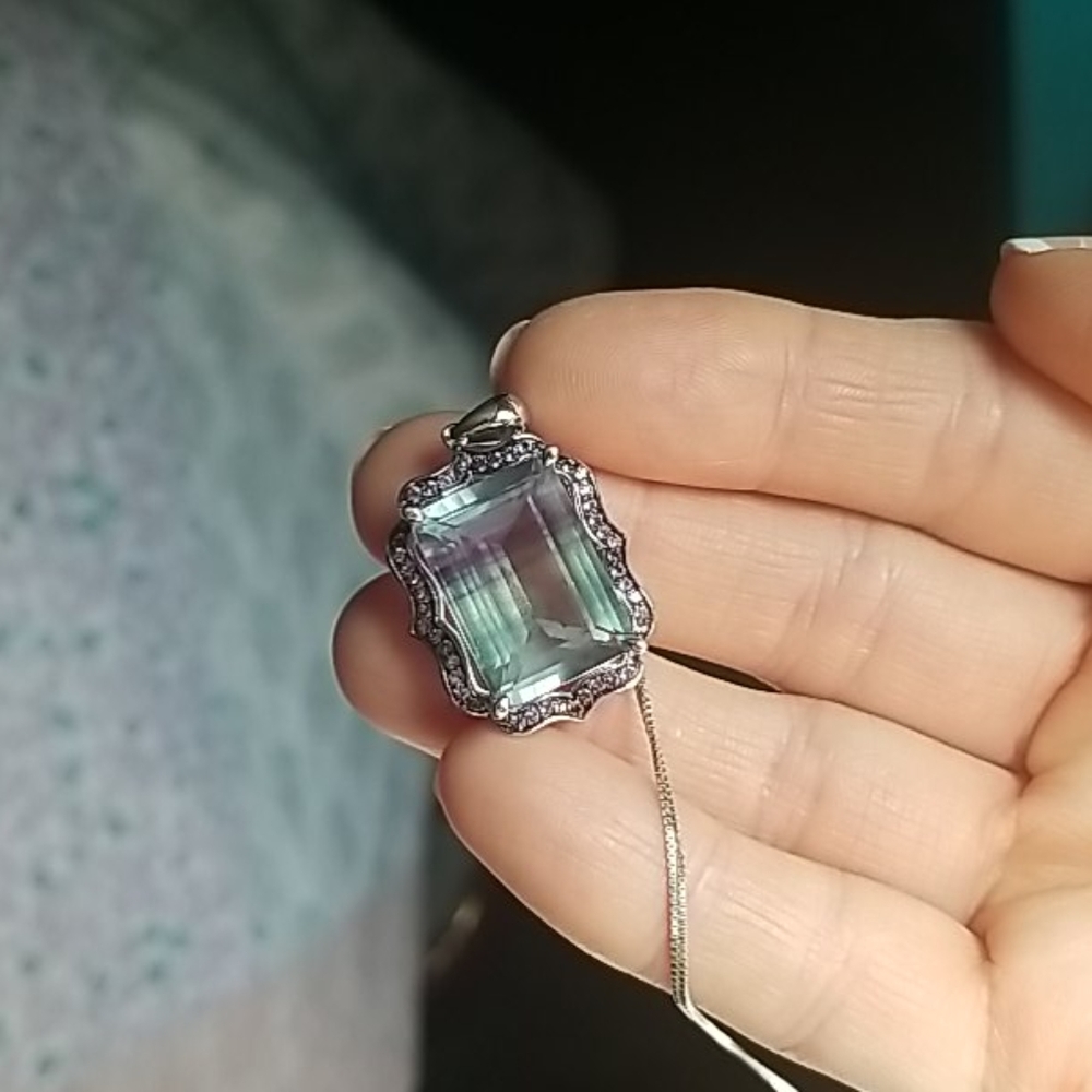 Bi color fluorite sterling silver necklace